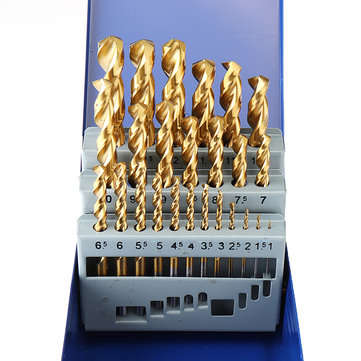 Drillpro 25Pcs Titanium Coated M42 Twist Drill Bit 8% High Cobalt HSS Drill Bit Set Industrial Grade