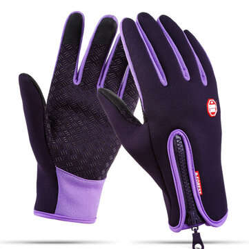 Men Women Touch Screen Skiing Gloves Winter Bike Warm Windproof Waterp... (SIZE: M | COLOR.: PURPLE)