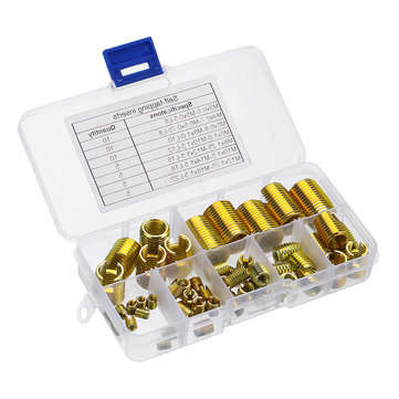 50Pcs/Set Carbon Steel M3-M12 Insert Self-tapping Thread Slotted Screw Thread Inserts Thread Nut Rep
