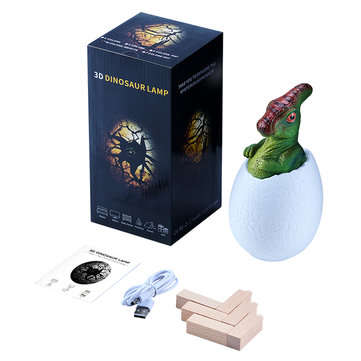 KL-02 Decorative 3D Deputy Dinosaur Egg Smart Night Light Touch Switch 3 Colors Change LED Nightligh