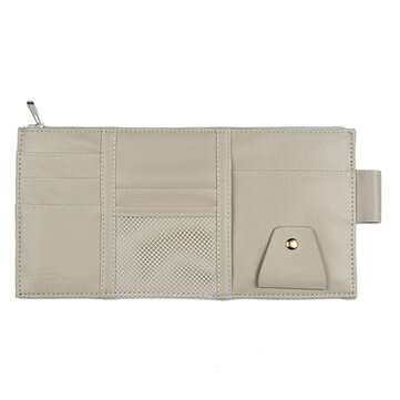 Multifunctional Leather Car Storage Bag Visor Cover Card License Holder Glasses Fo... (COLOR.: GREY)