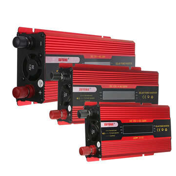 Red Solar Power Inverter DC12V To AC220V Modified Sine Wave Converter with LCD Screen ... (TYPE5: C)