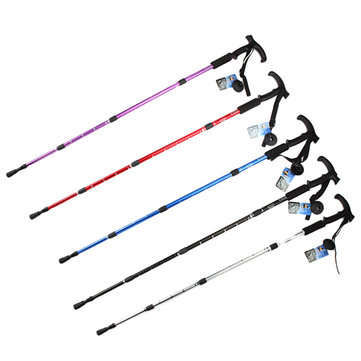 Outdoor Adjustable Trekking Pole 4 Sections Walking Stick Crutch Camping Climbing Alpenstock Cane
