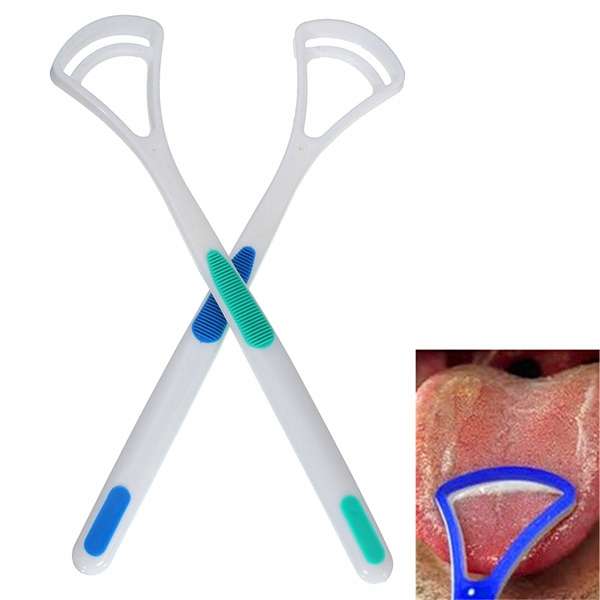 2Pcs Oral Dental Care Tongue Cleaner Brush Scraper Bad Breath