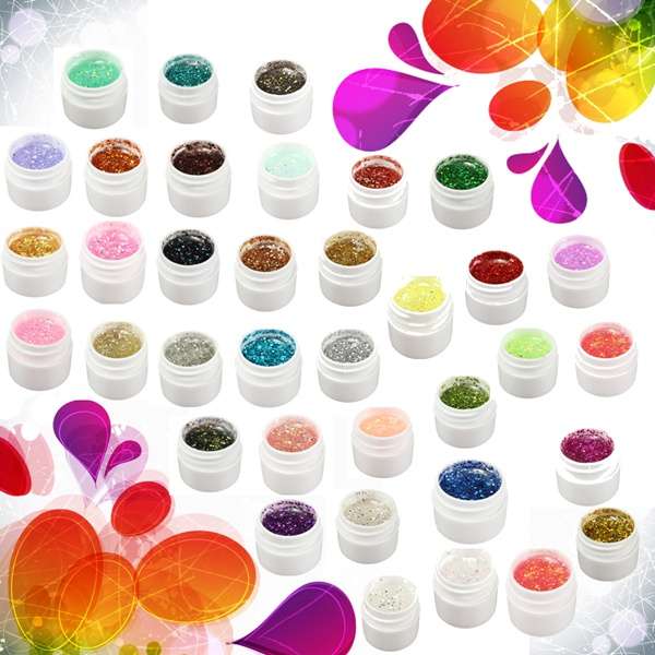 1 Pot 36 Color Glitter UV Gel Builder Nail Art Polish 