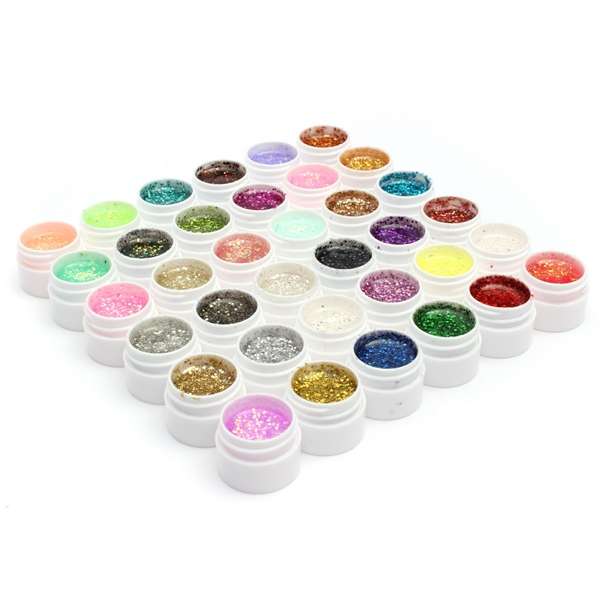 1 Pot 36 Color Glitter UV Gel Builder Nail Art Polish 