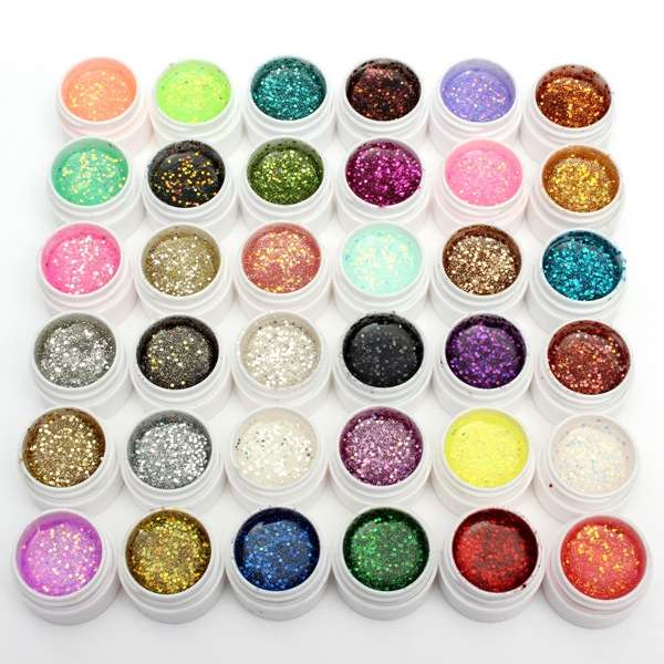 1 Pot 36 Color Glitter UV Gel Builder Nail Art Polish 