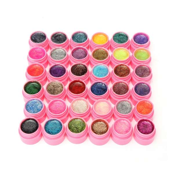 36 Colours Glitter Acrylic UV Gel Builder Polish Set