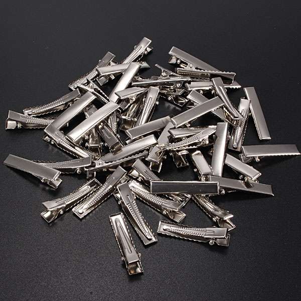 50Pcs Metal Silver Alligator Prong Hair Clips Accessories