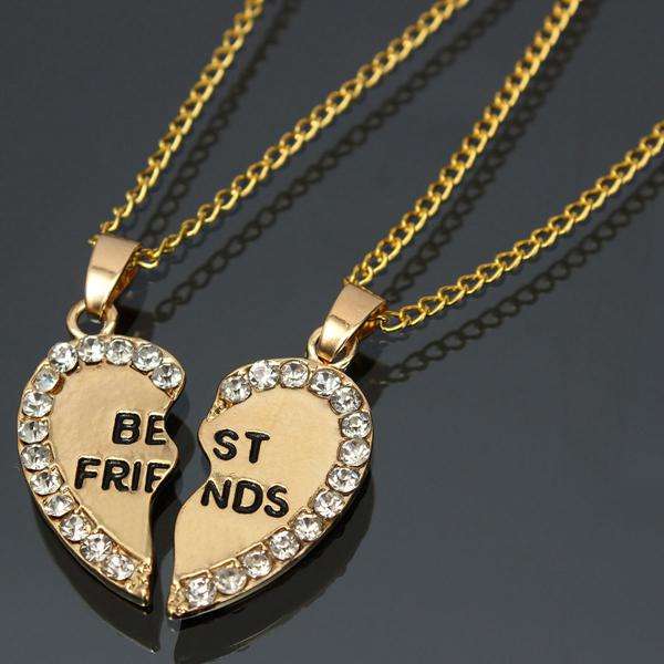 Rhinestone Broken Heart Necklaces