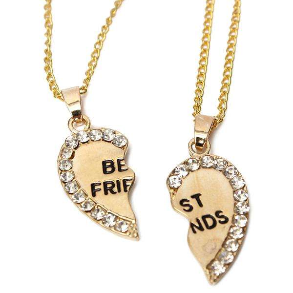 Rhinestone Broken Heart Necklaces