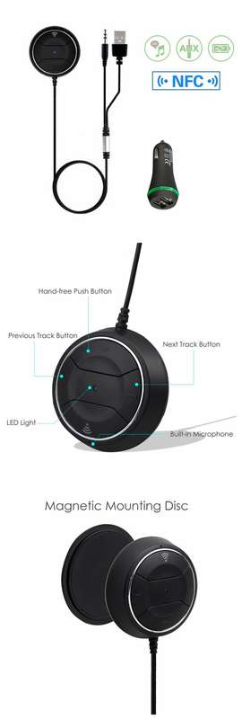 Car Bluetooth 4.0 NFC Car Adapter Kit Portable Receiver Handsfree for Xiaomi iPhone SmartPhone Wireless Talk
