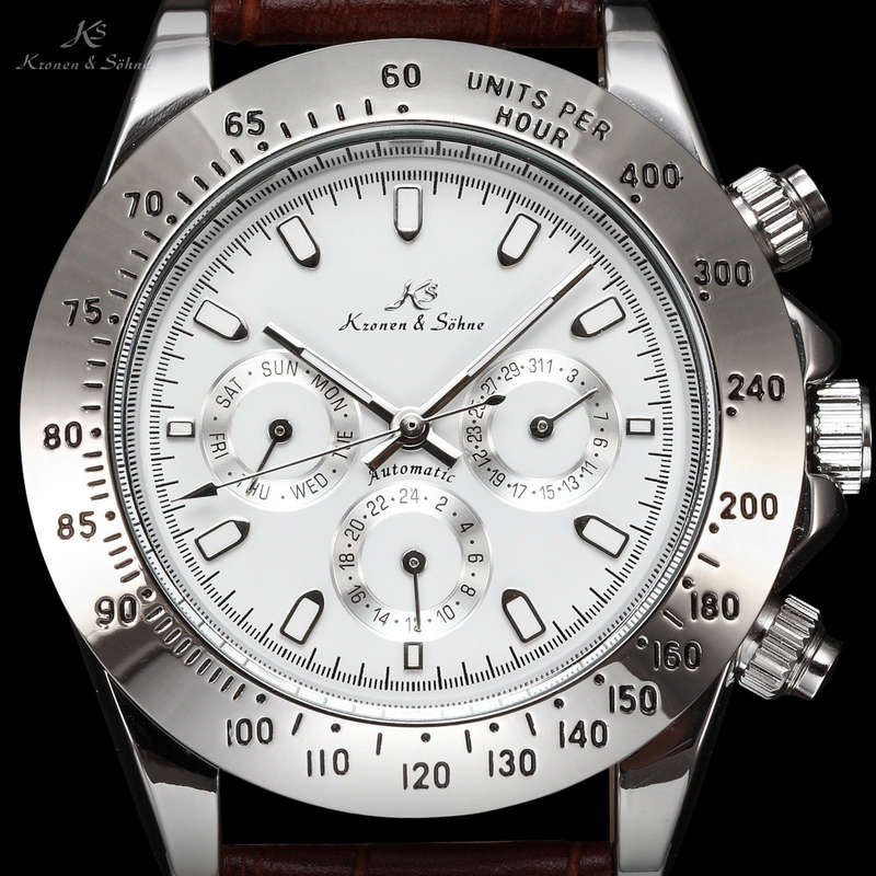 KRONEN & SOHNE Imperial Automatic MECCANICO Chronograph Watch w/ box, papers