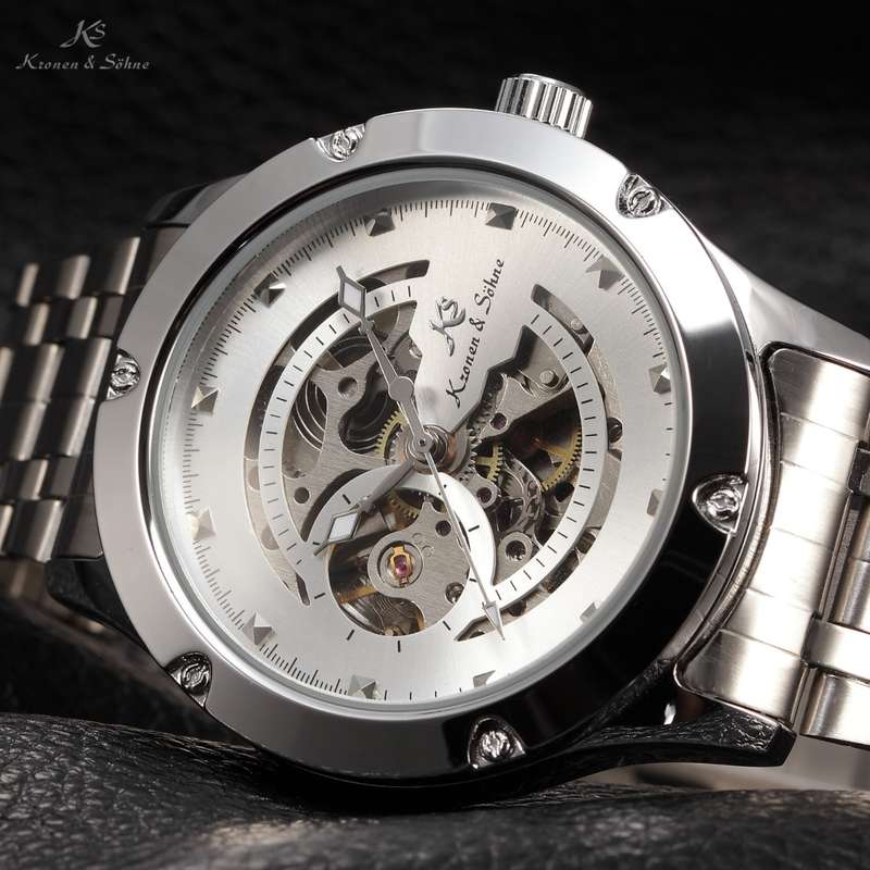 KRONEN & SOHNE Navigator Voyager Skeleton AUTO STEEL Watch w/ BOX AND PAPERS