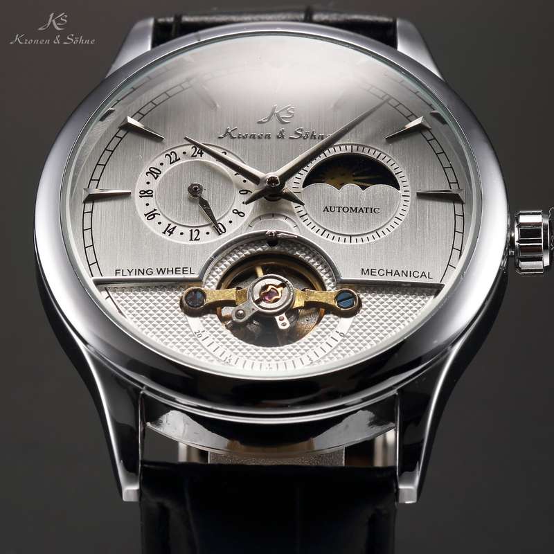 KRONEN & SOHNE Moonphase Skeleton Tourbillon Chrono Watch w/ BOX, PAPERS