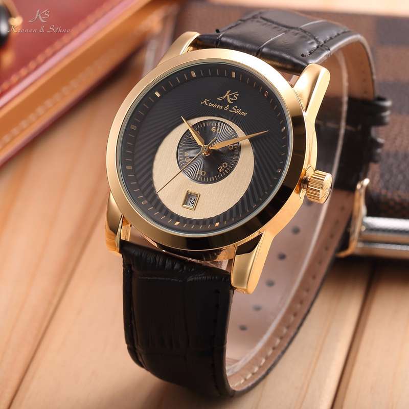 KRONEN & SOHNE Sun Dial Classic Leather Chronograph AUTOMATICO Watch w/ BOX AND PAPERS