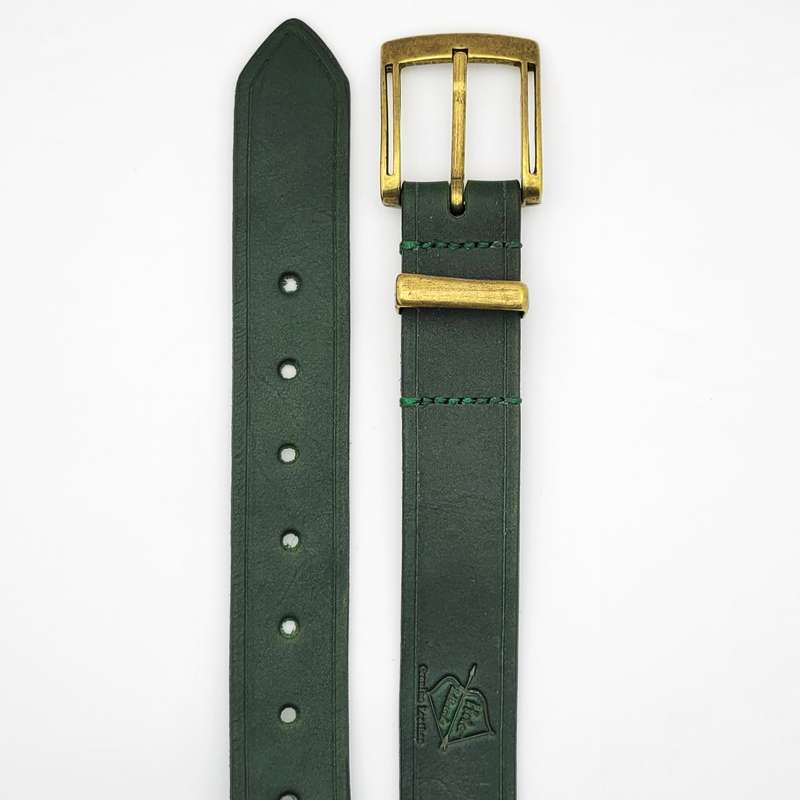 Mens Belt, Full Grain Leather - Green