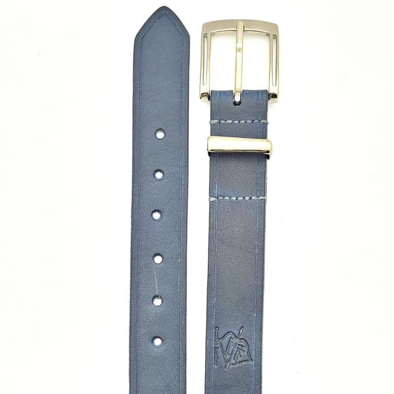 Mens Belt, Full Grain Leather - Navy