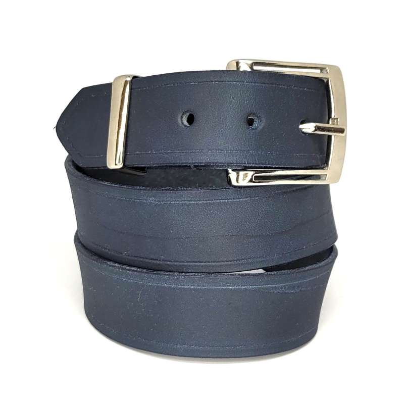 Mens Belt, Full Grain Leather - Navy