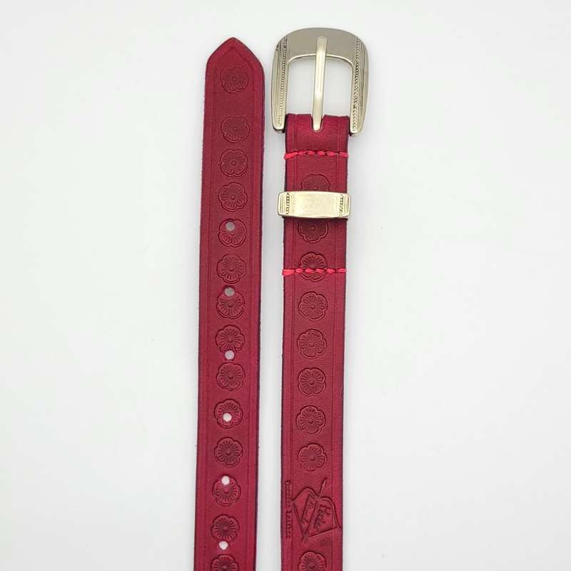 Ladies Belt, Full Grain Leather - Dark Pink