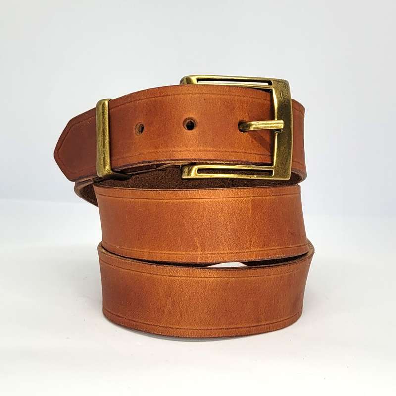 Mens Belt, Full Grain Leather - Brown