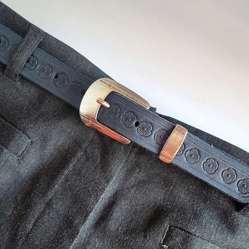Ladies Belt, Full Grain Leather - Navy