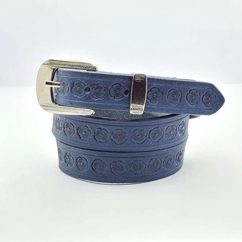 Ladies Belt, Full Grain Leather - Navy