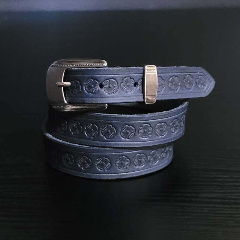 Ladies Belt, Full Grain Leather - Navy