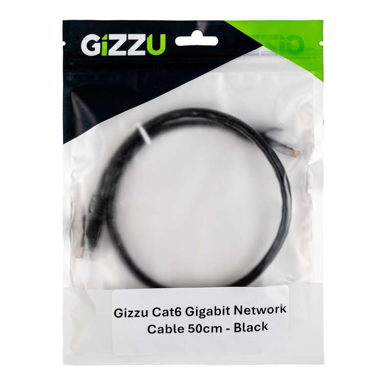 Gizzu Cat6 UTP Fly Lead Ethernet Network Cable 50cm &#x2013; Black