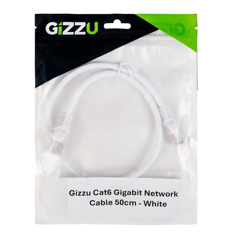 Gizzu Cat6 UTP Fly Lead Ethernet Network Cable 50cm &#x2013; White
