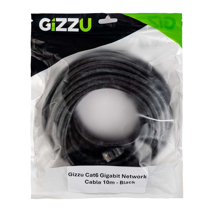Gizzu Cat6 UTP Fly Lead Ethernet Network Cable 10m &#x2013; Black