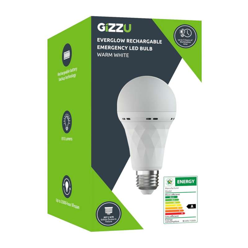 Gizzu Everglow Rechargeable Warm White Emergency LED Bulb - Screw-In