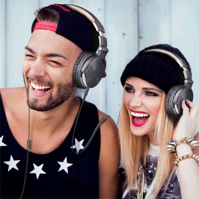 Oneodio Pro 10 Professional Wired Over Ear DJ and Studio Monitoring Headphones - Grey/Gold