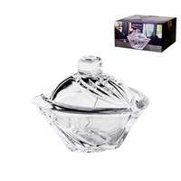 CRYSTAL GLASS - SOGA CLEAR SEA BREEZE  SUGAR CANDY JAR & LID