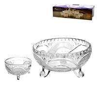 CRYSTAL GLASS -3 FOOTED SOGA 7 PIECE CANDY SET