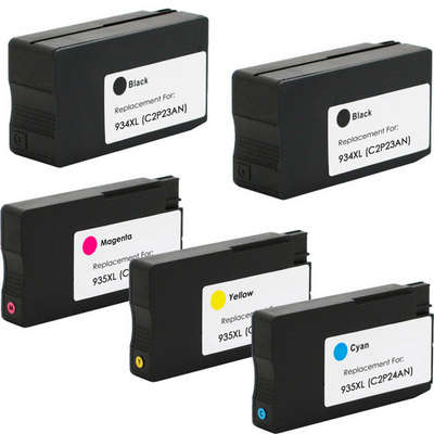 Compatible HP 934XL/HP 935XL (C2P23AE/C2P24AE/C2P25AE/C2P26AE) Multipack + 1 x Extra Black Ink Ca...