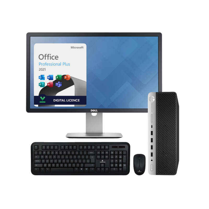 10x HP ProDesk 600 G3 i7 Desktops | MS Office 2021 | 10x Dell 23" Monitors | Wireless K&M Combos