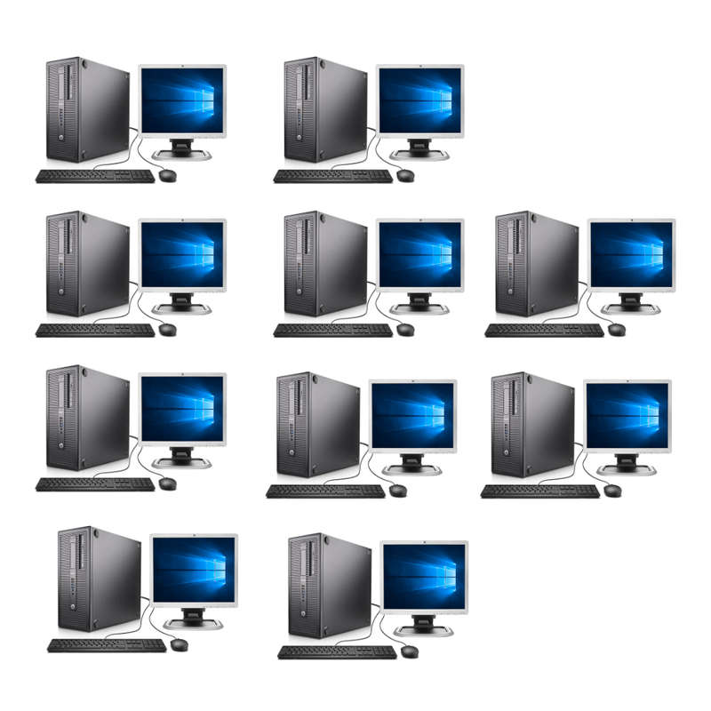 10x HP EliteDesk 800 G1 i5 Tower | 10x HP 19" Square LCD Monitor | 10x USB Wired K&M