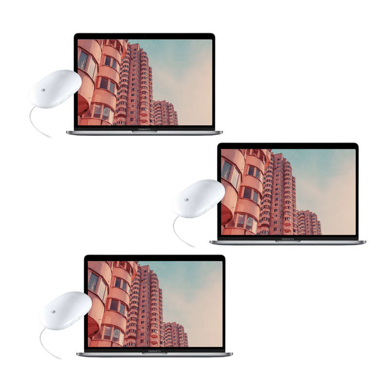 3x Apple MacBook Pro 13-Inch, A1708 | 3x Apple Wired Mice