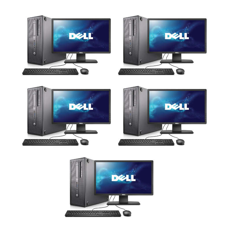 5x HP EliteDesk 800 G1 i5 Towers | 5x Dell 23" LCD Monitors | 5x USB Wired K&M