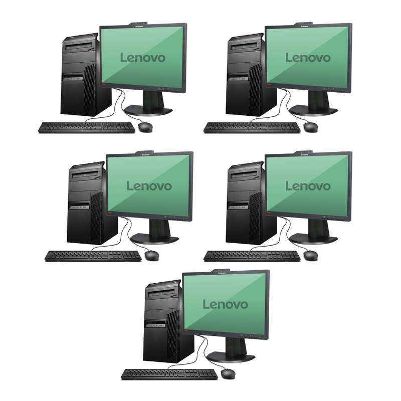 5x Lenovo ThinkCentre M83 i5 Tower | 5x Lenovo 22" LCD Monitors | 5x USB Wired K&M