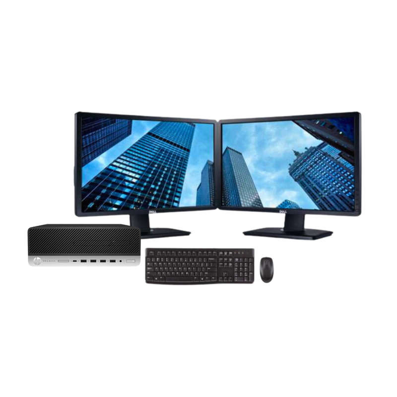 HP 600 G3 i7 Desktop | 2x Dell 23" Monitors | Wired K&M
