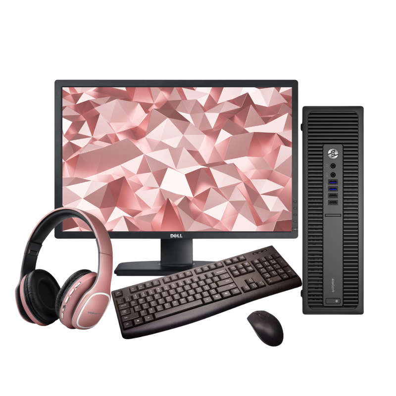 HP Prodesk 600 G2 SFF Desktop | Dell 22" Monitor | Wireless K&M | Headphones