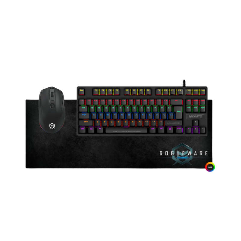 Rogueware RGB XXL Deskpad | Rogueware GM300 Wired Gaming Mouse | Armaggeddon MKA-2C Psychraven Me...