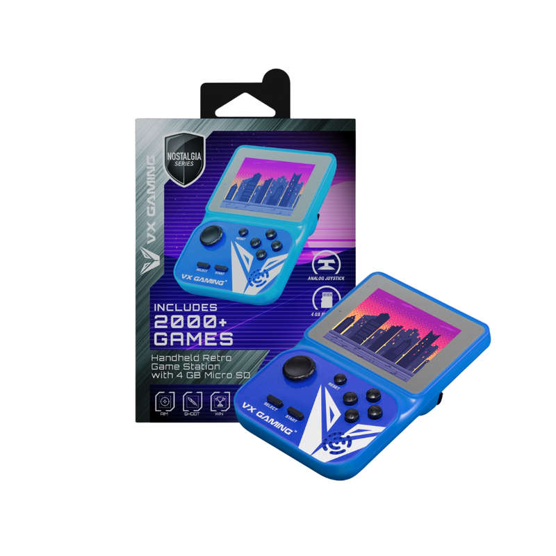 VX Gaming Nostalgia Series Handheld Retro Game Station with 4GB Micro SD - Blue (Brandnew, Sealed)