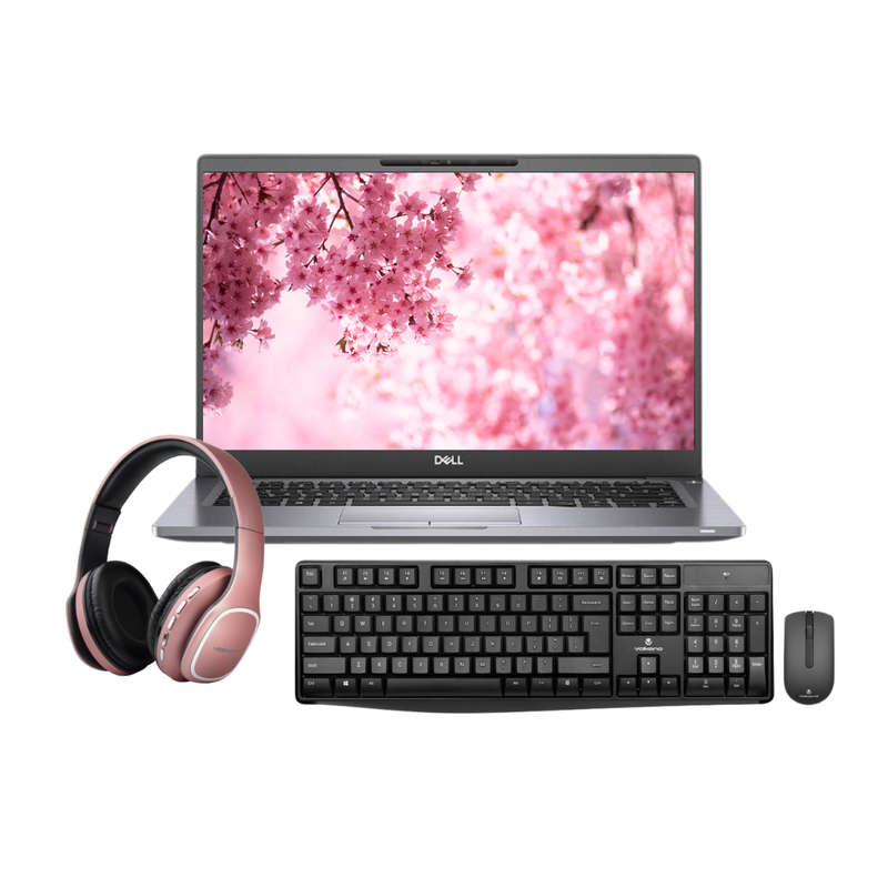 Dell Latitude 7400 i7 14" Laptop l Volkano Krypton Wireless K&M l Volkano Phonic Series Headphones