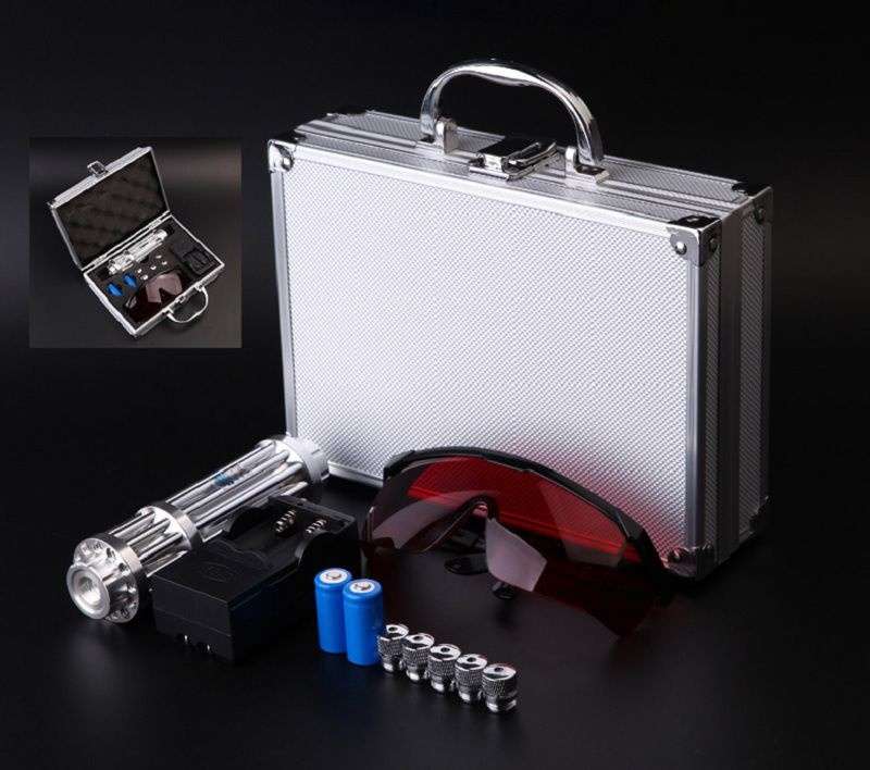 5000mW 405nm High Power Laser Pointer With 2x 16340 Batteries