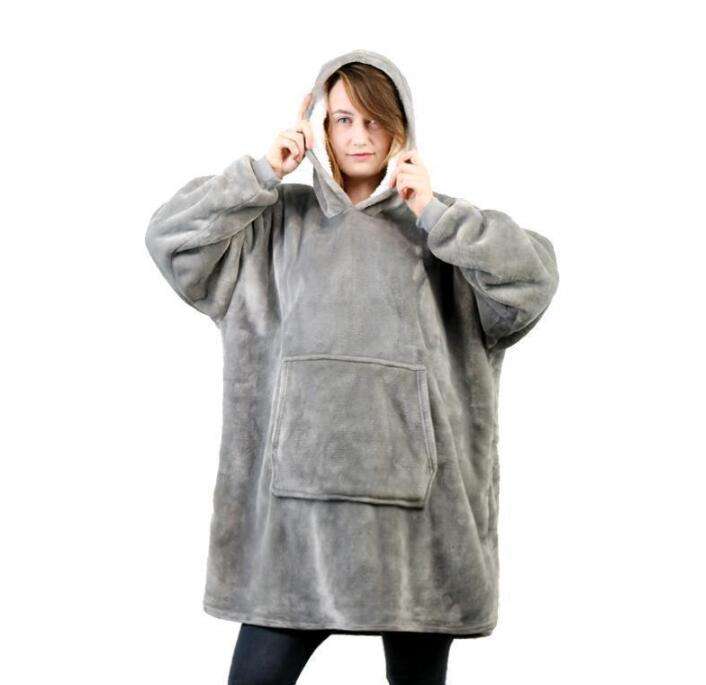 Huggle Hoodie, Ultra Plush Blanket, One Size fit all - Gray