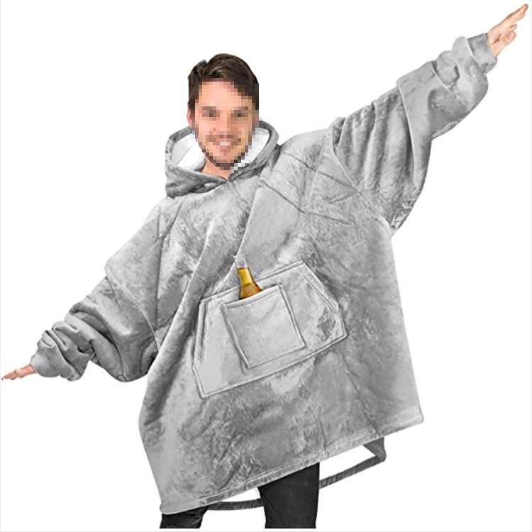 Huggle Hoodie, Ultra Plush Blanket, One Size fit all - Gray