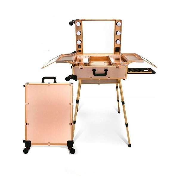 Mobile Lighted Makeup Station with LED Mirror